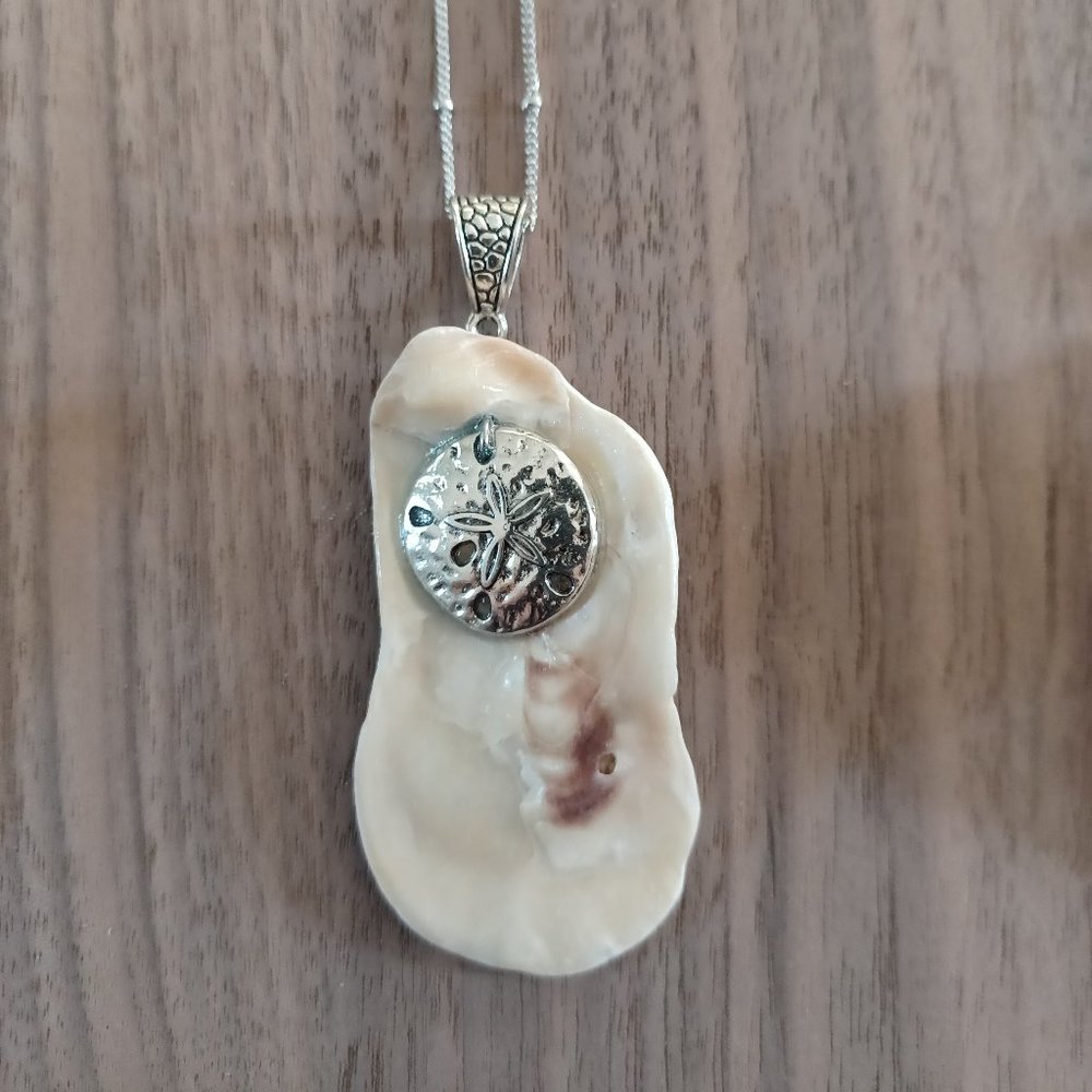 Handcrafted Oyster Shell Necklace with Sand Dollar